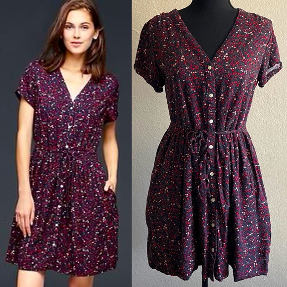GAP Dresses & Skirts - GAP • Floral Print Shirtdress Midi Length